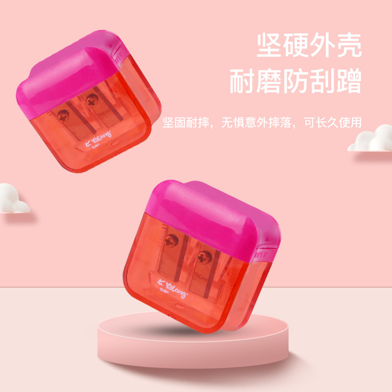 Yalong mini pencil sharpener, children's plastic double-hole test pencil sharpener, student cartoon pencil sharpener in stock wholesale Application Scenario