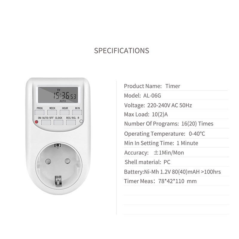 European-style socket, timer socket, smart socket, large quantity and favorable price Timer switch AL-06G Item Picture