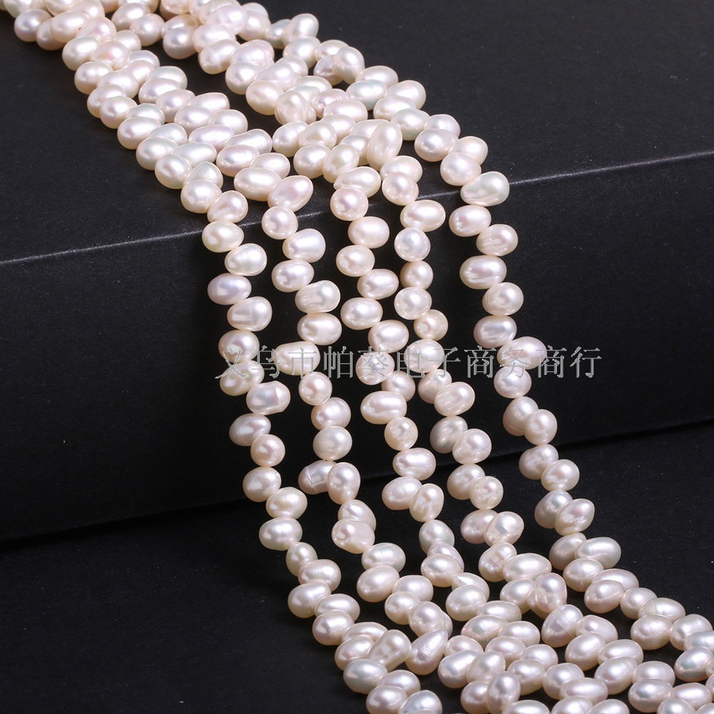 Exquisite natural freshwater Sanqi hole pearl beading DIY jewelry accessories, handcrafted jewelry semi-finished product production and wholesale Specification image