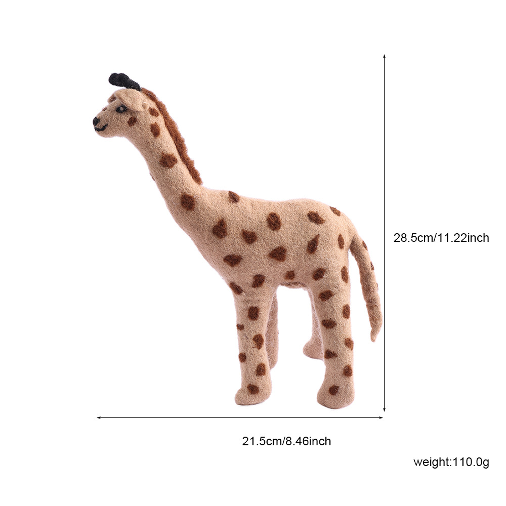 尼泊尔手工羊毛毡玩偶 可爱长颈鹿立体摆件 羊毛毡抱枕厂家批发白底实物图