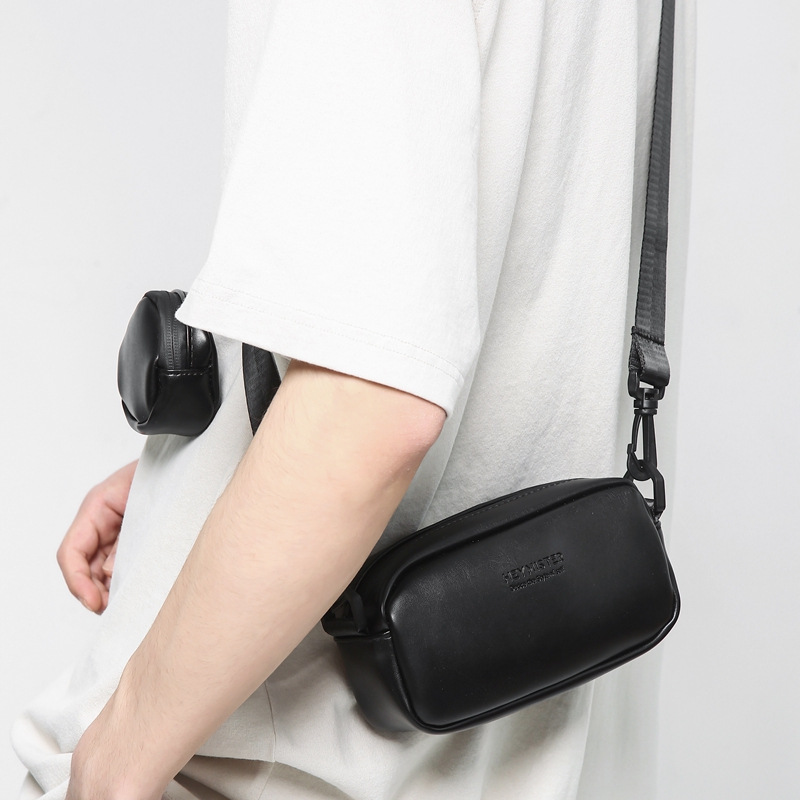 男士皮包/皮包男士斜跨休闲/小背包男士斜跨休闲/男士包男士斜跨休闲/帆布袋学生斜跨文艺产品图