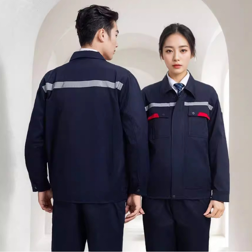 Anti-static reflective labor protection work clothes set, factory auto repair dirt-resistant clothes, wear-resistant workwear, anti-static work clothes Specification image