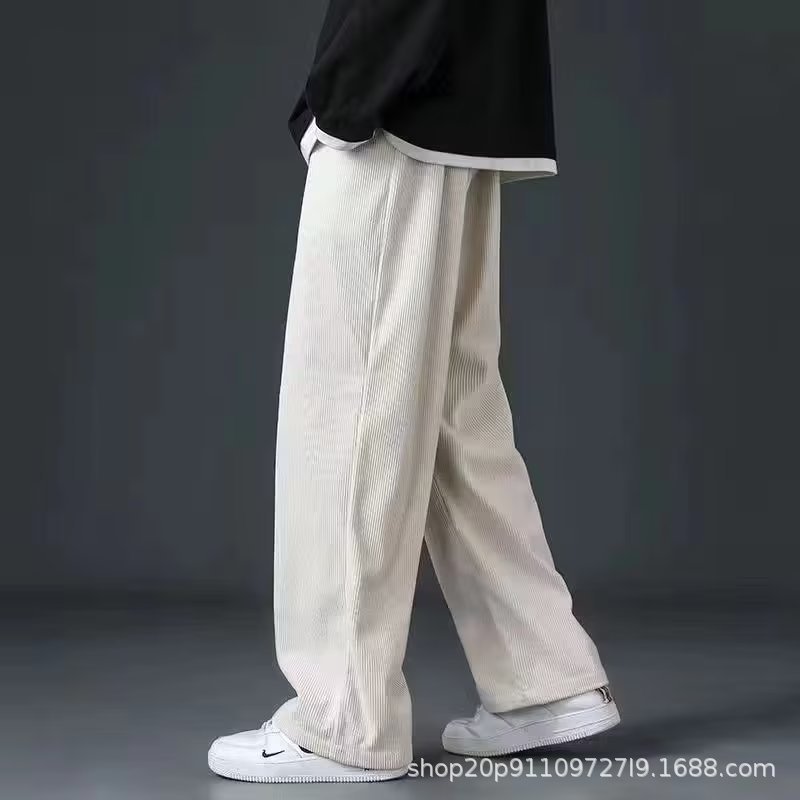 In the autumn of 2025, men's corduroy pants for autumn and winter, straight-leg trendy sportswear sweatpants with fleece wide-leg casual trousers Application Scenario