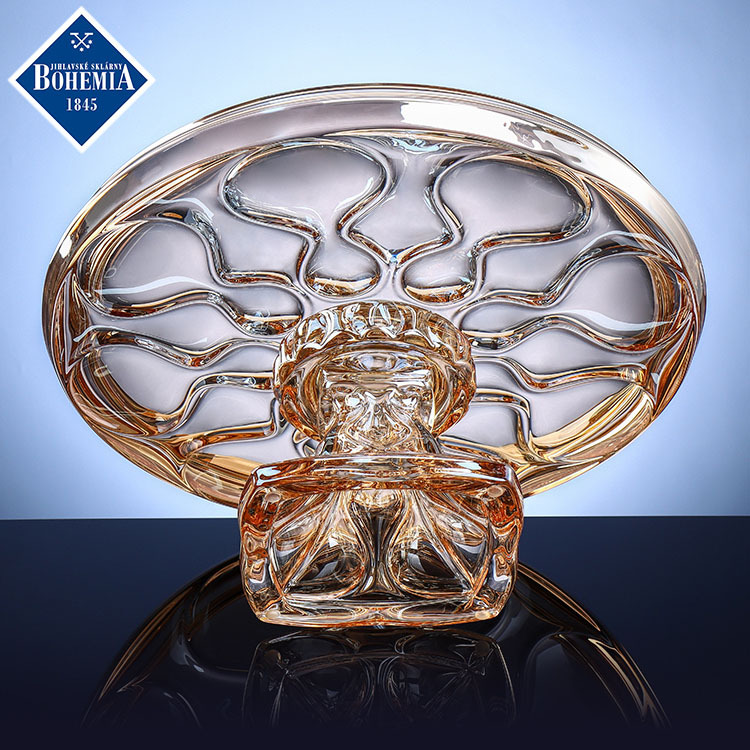 Czech imported amber crystal fruit platter with base, Nordic-style living room reception fruit basin, home decoration art Specification image