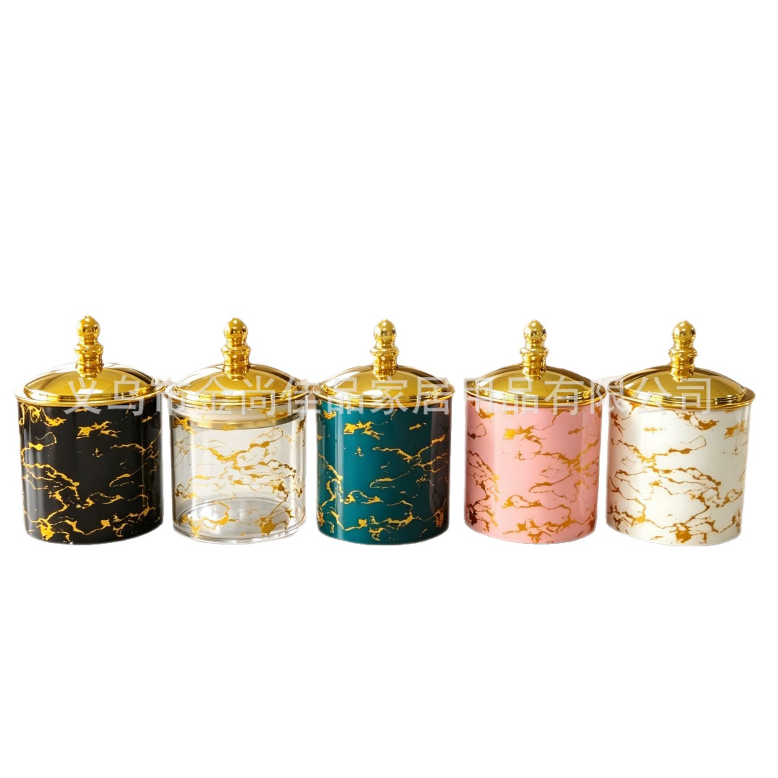 Marble gold-patterned Storage jar, tall and short LIDS, sealed storage box for kitchen grains Item Picture