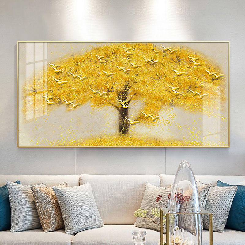 装饰画/农村客厅装饰画/农村别墅装饰画/晶瓷画/迎客松新中式产品图