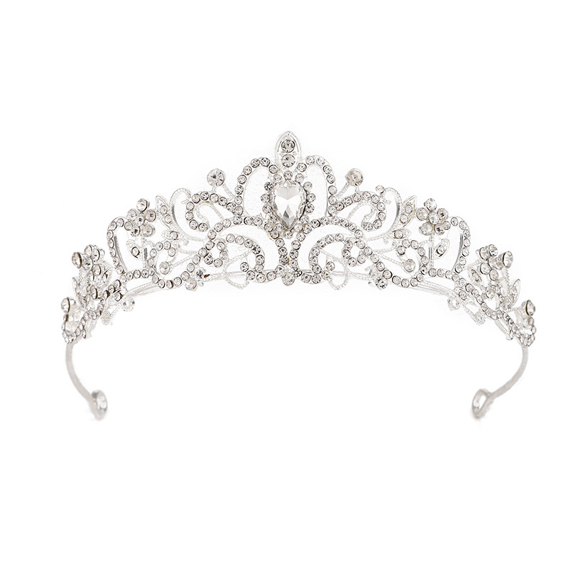 Fashionable golden bride accessories, high-end, elegant and luxurious wedding accessories, three-piece set, diamond crown necklace, earrings Item Picture