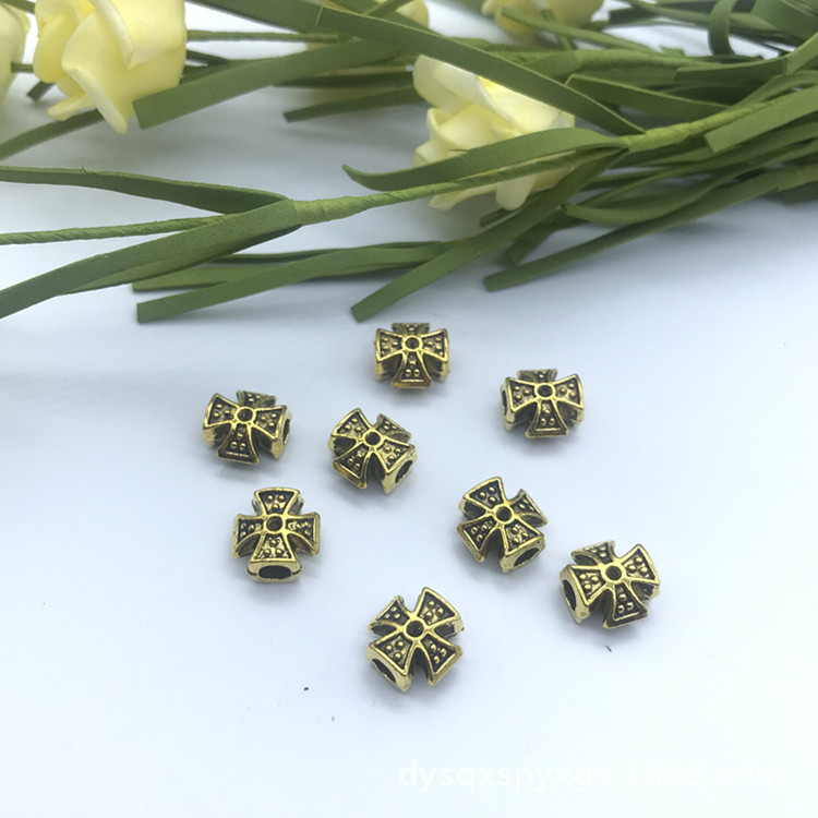 复古藏银合金穿孔克罗心饰品配件 手工DIY高级感手链项链隔珠批发