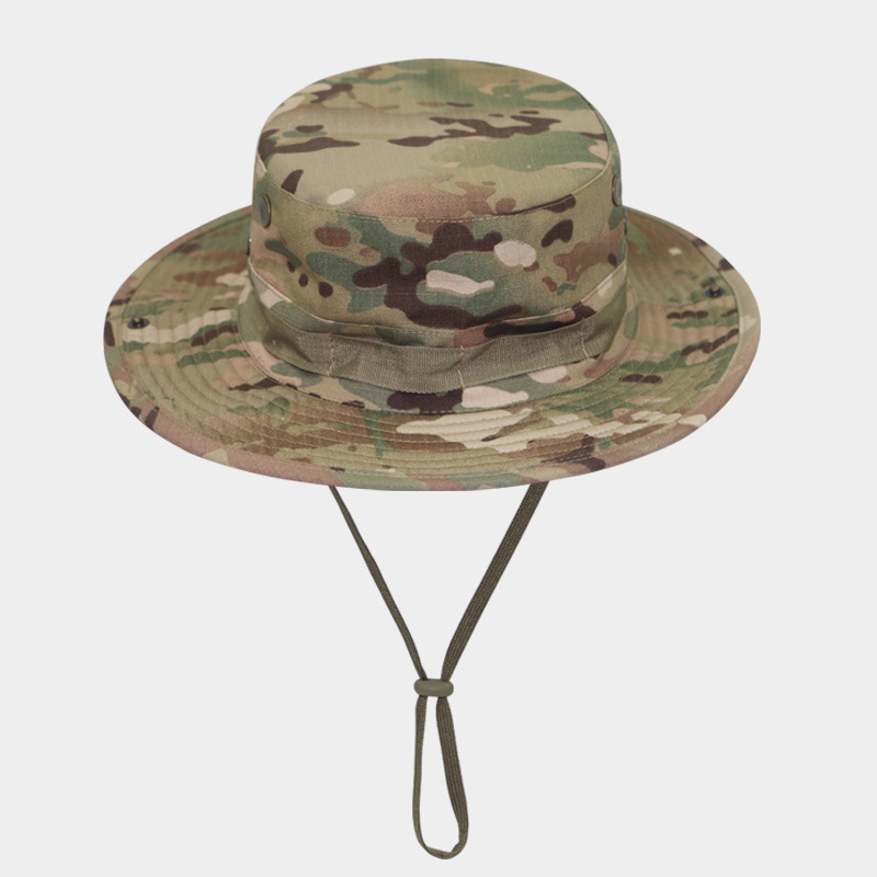 丛林迷彩遮阳防晒奔尼帽狙击平顶渔夫帽户外运动战术军迷帽跨境货产品图