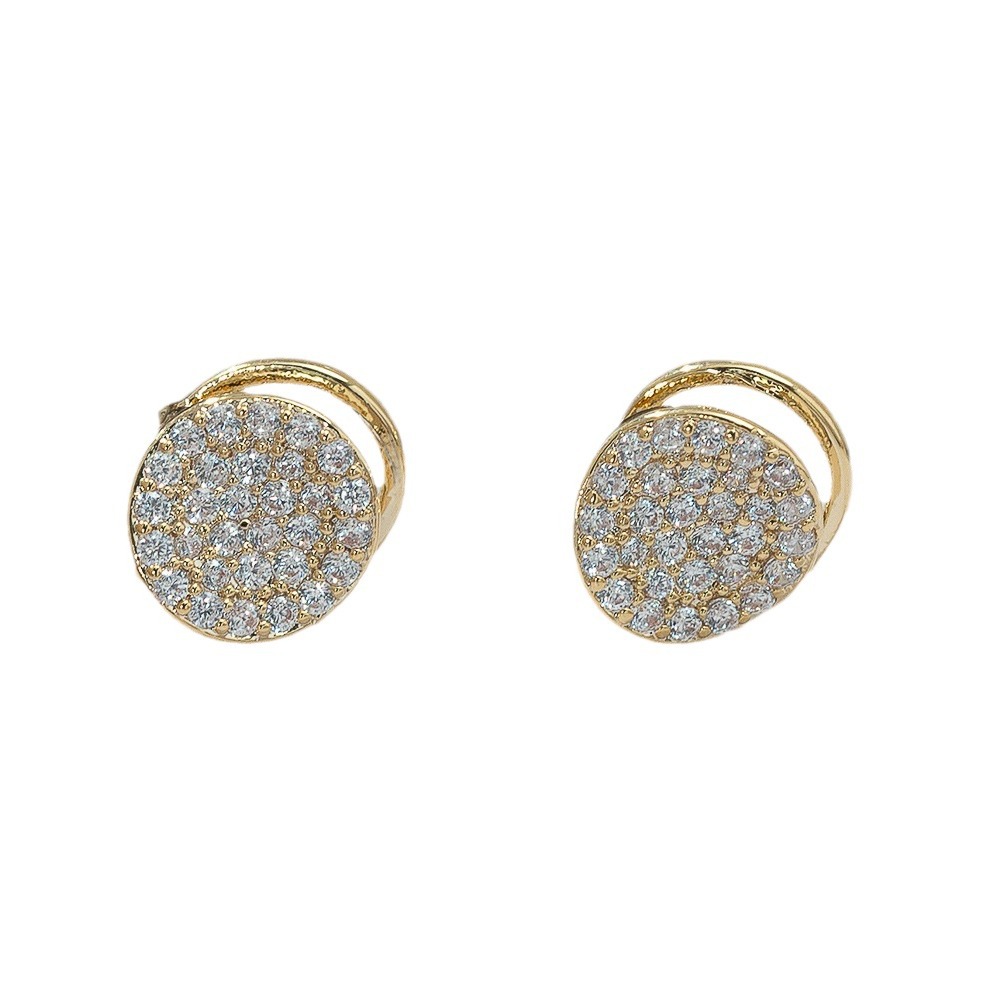 Xuhui Jewelry 925 Silver Needle with zirconium inlaid copper plated with real gold, new style, versatile and high-end, light luxury round stud earrings for women Application Scenario
