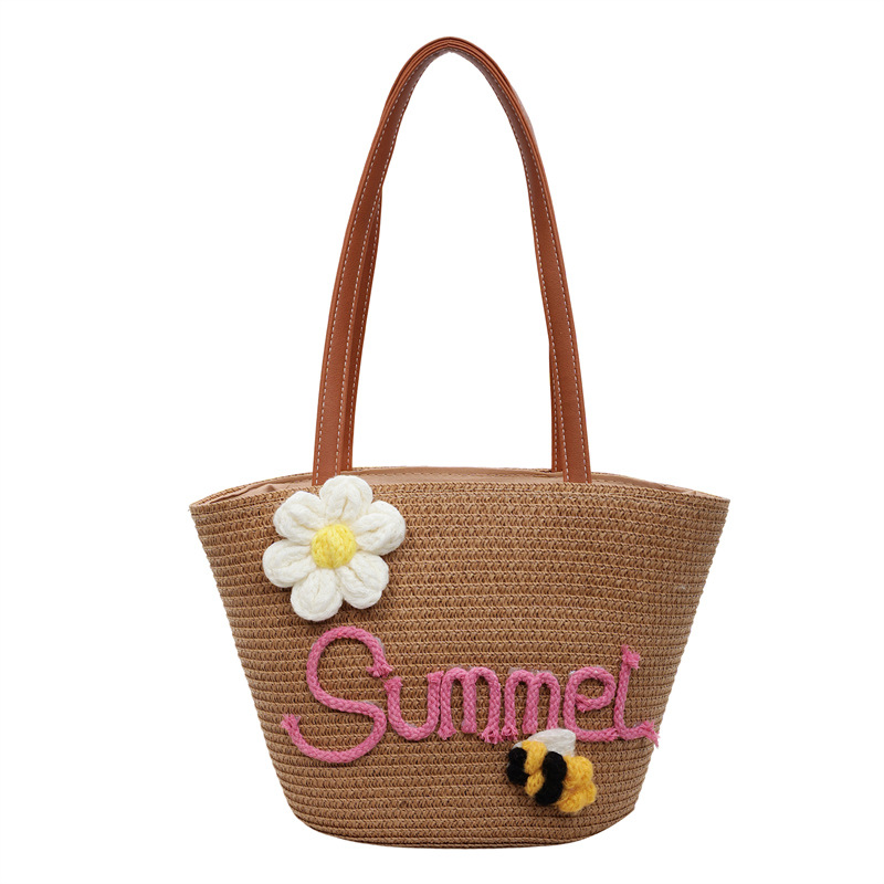 Cross border straw bag primavera nuevo estilo isla vacaciones viento straw bag mujer moda nicho gran capacidad un hombro bolsa de mano mano straw bag Item Picture