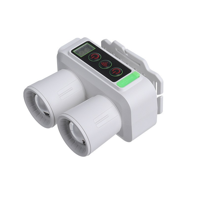 New cross-border dual-light source headlamp with red and white LED telescopic zoom digital display sensor fishing headlamp charging