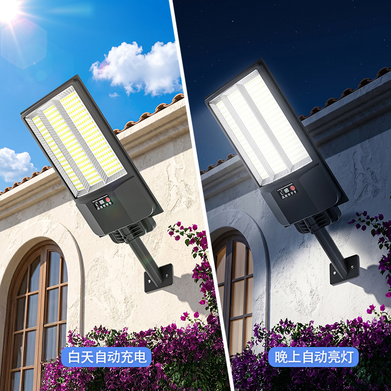 New cross-border integrated solar street lamp, courtyard wall lamp, automatic human body radar sensing waterproof lighting lamp details Picture