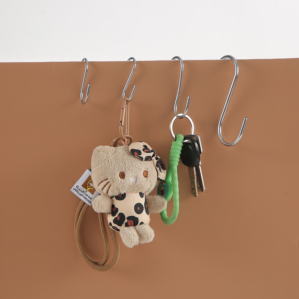 Stainless steel metal S-hook, flat S-shaped hook, doll key hook, office multi-functional clothing storage S-hook details Picture