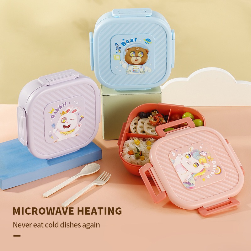 Cross-border supply PP square cartoon lunch box, children's dinosaur-shaped plastic suitable lunch box, student bento box Application Scenario