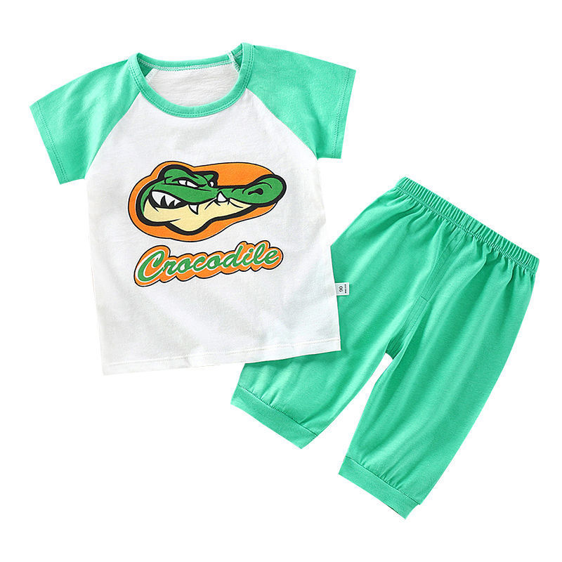 Verano niños algodón manga corta set medium kids media manga shorts chico niña verano bebé camisetas 0-7 años Item Picture