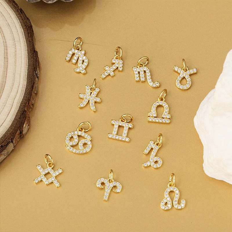 Twelve zodiac sign small pendants, earrings, pendants, Leo micro-inlaid zircon DIY bracelet, necklace accessories Specification image