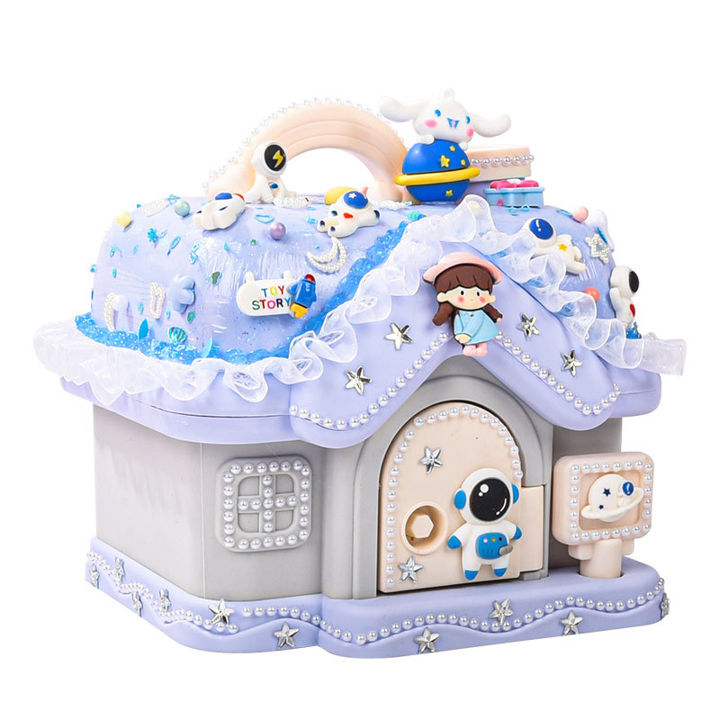 New Wish House piggy bank, children's diy handmade material package, cream glue tabletop, house storage box Item Picture