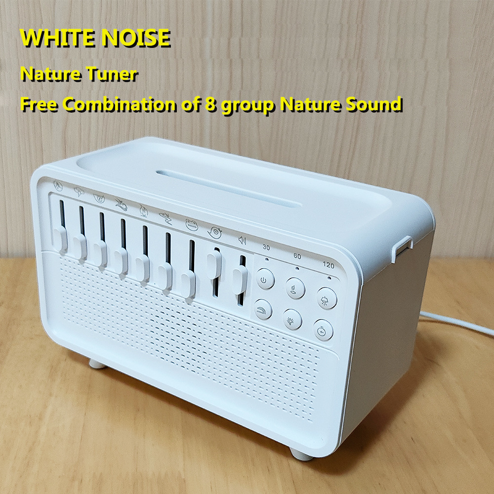The new white noise sleep device helps you sleep, calm your mind and improve your sleep quality. It is a wonderful device with an aromatherapy humidifier and a night light for sleep details Picture