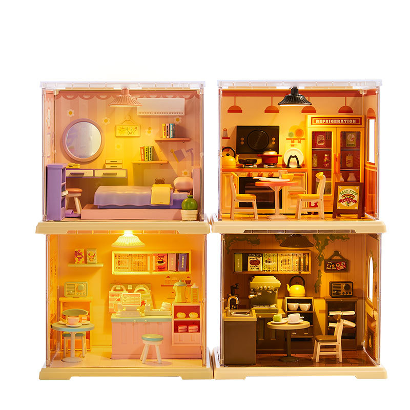 Childhood Infinite Girl diy Mini House model Coffee house Dessert Shop Handmade Assembly Little Actress toy gift Item Picture
