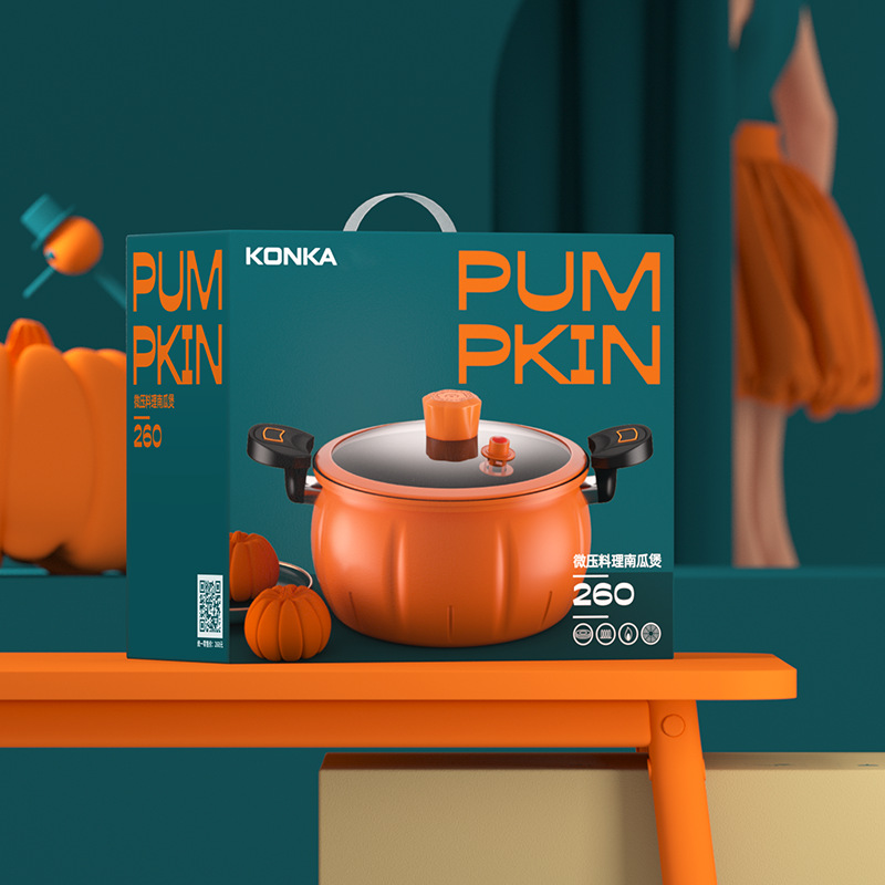 Konka pumpkin pot, household large-capacity micro-pressure pot, kitchen stewing pot, soup pot, tourmaline non-stick pot, gift pot details Picture