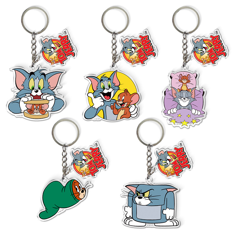 官方正版猫和老鼠卡通钥匙扣可爱学生亚克力挂饰包包创意挂件礼物白底实物图