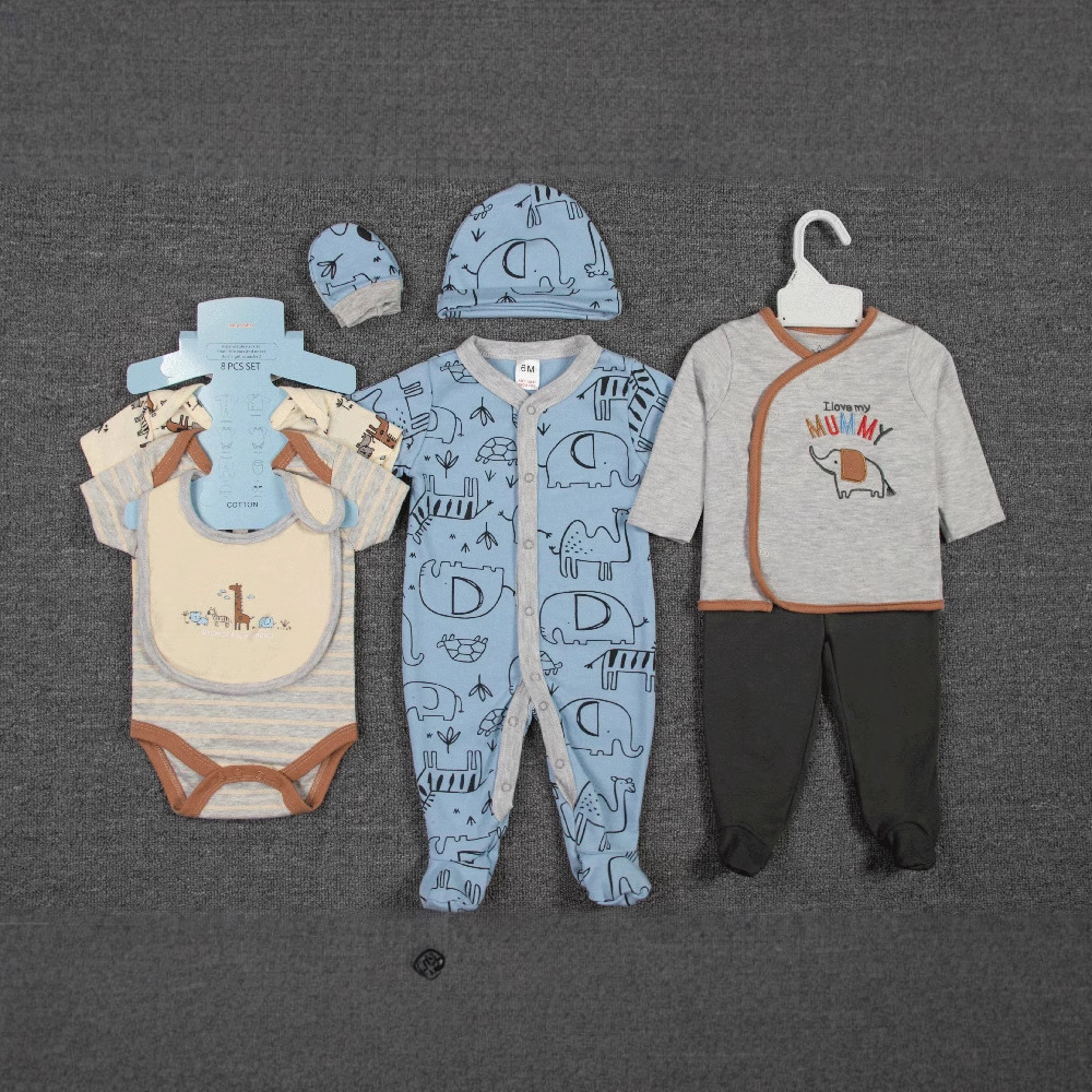 Wholesale of 8-piece sets of European and American baby crawling clothes, baby warm clothes, cotton-padded bottom clothes and children's autumn clothing Application Scenario