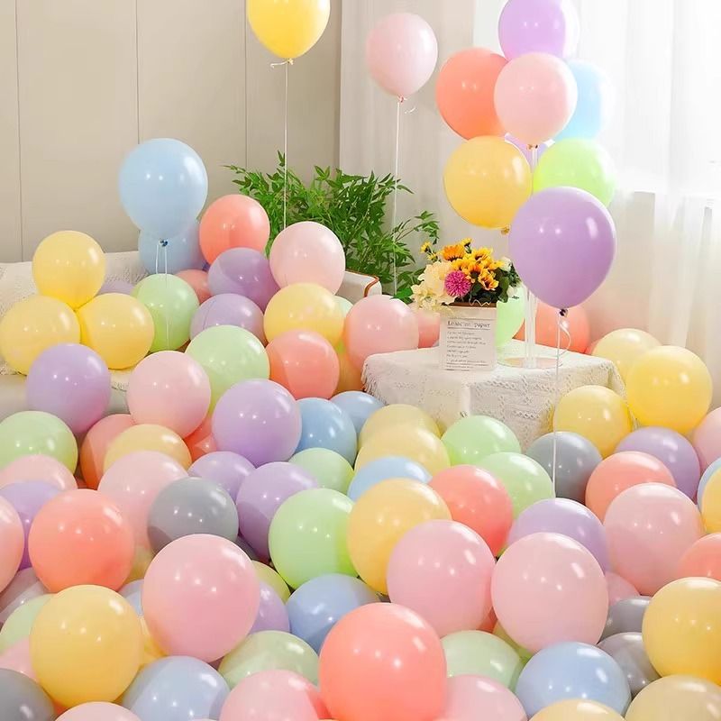 Macaron balloons, children's non-toxic birthday balloons, wholesale decoration, scene arrangement, wedding, multiple color series, thickened details Picture