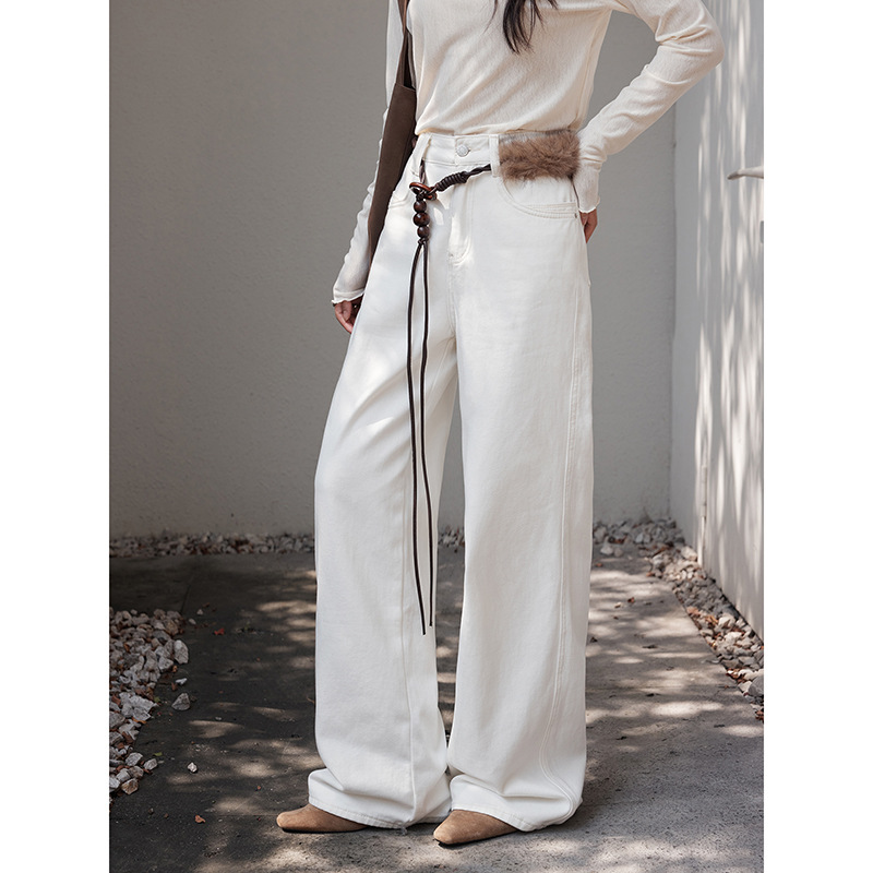 【 Denim Simple】 Ge Ming Korean Commuter straight-leg jeans for Women 2025 Autumn New Style Long Pants N732C details Picture