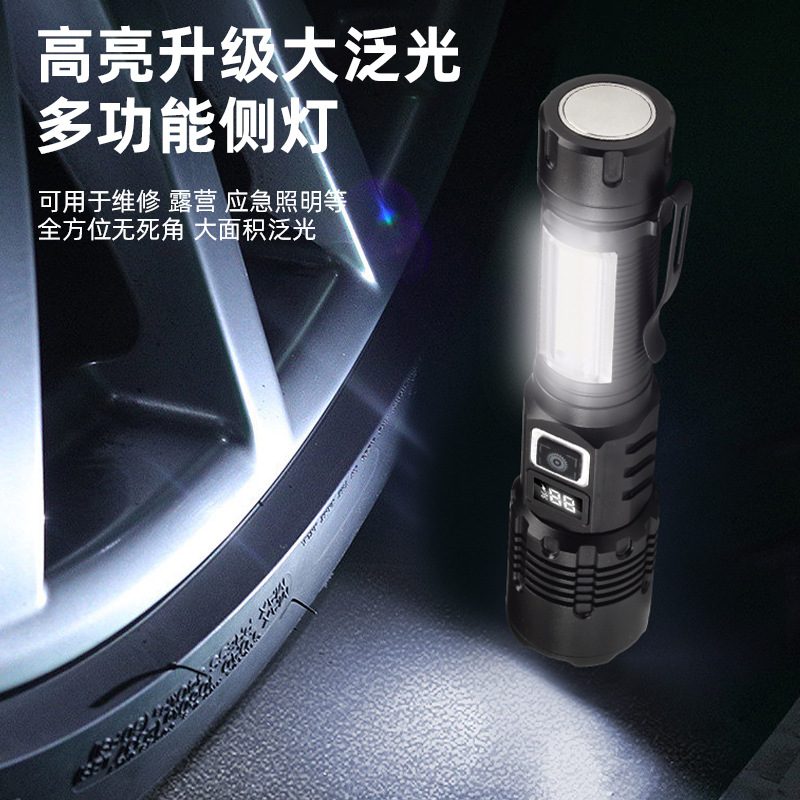 Strong Magnetic Cob High-Brightness Pen Clip, Powerful Flashlight, Ultra-Bright Type-C Charging Digital Display Aluminum Alloy Flashlight details Picture