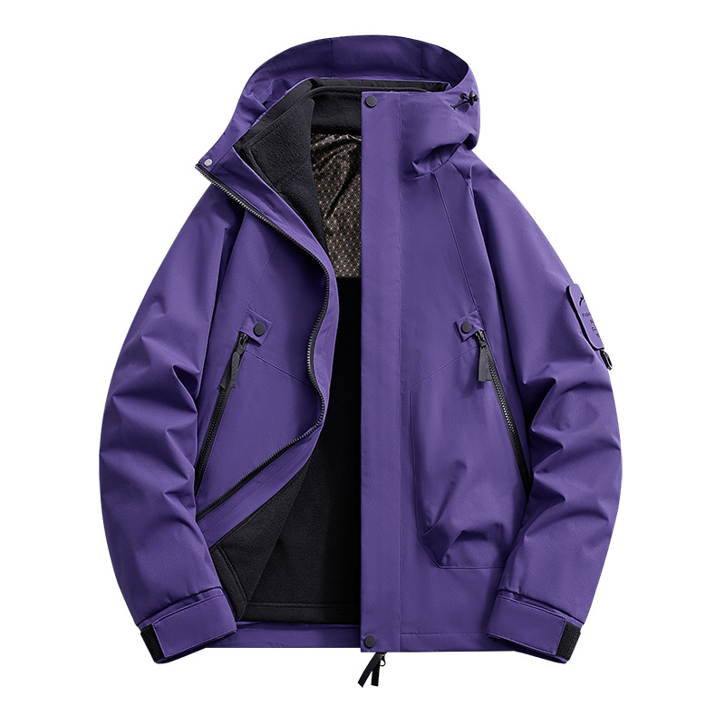 冲锋衣/软壳冲锋衣/冲锋衣男连帽户外/冲锋服/冲锋衣三合一白底实物图