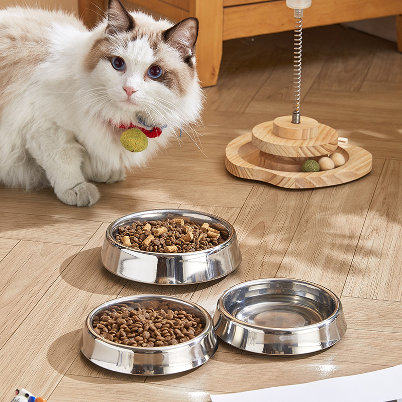 Thickened stainless steel pet cat bowl, anti-slip multi-purpose cat and dog food and drinking bowl, dual-purpose anti-slip pet food and drinking bowl Item Picture