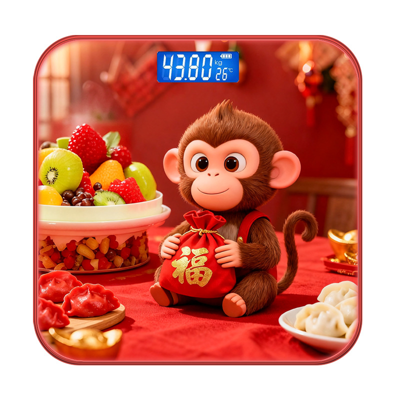Chinese style red lucky bag 12 zodiac human scale source manufacturer, in stock, quick delivery, precise and sturdy electronic scale for home use Item Picture