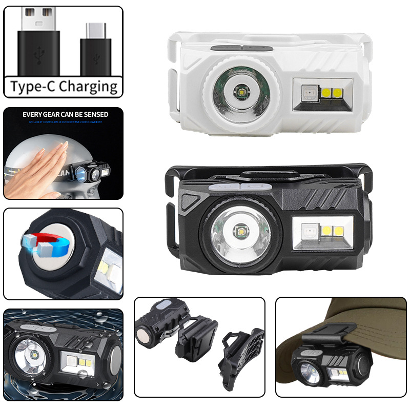 Cross-border new product XPE LED headlamp, multi-functional with pen holder, built-in battery, magnetic multi-light source sensor small headlamp Application Scenario