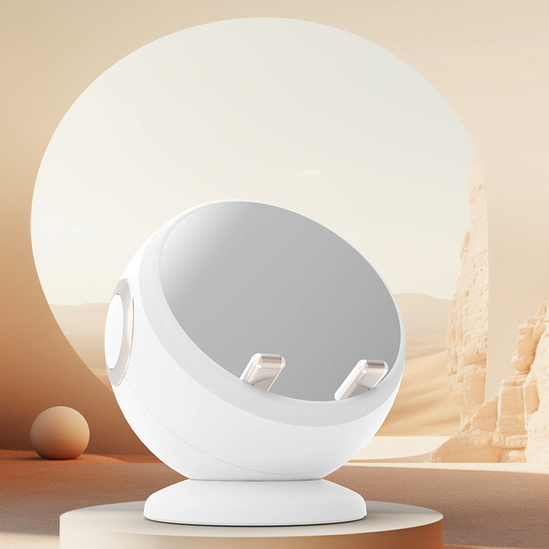 Creative smart Bluetooth speaker, clock, alarm clock, insert TF card, connect to computer, speaker, wireless charger, makeup mirror, ambient light Application Scenario