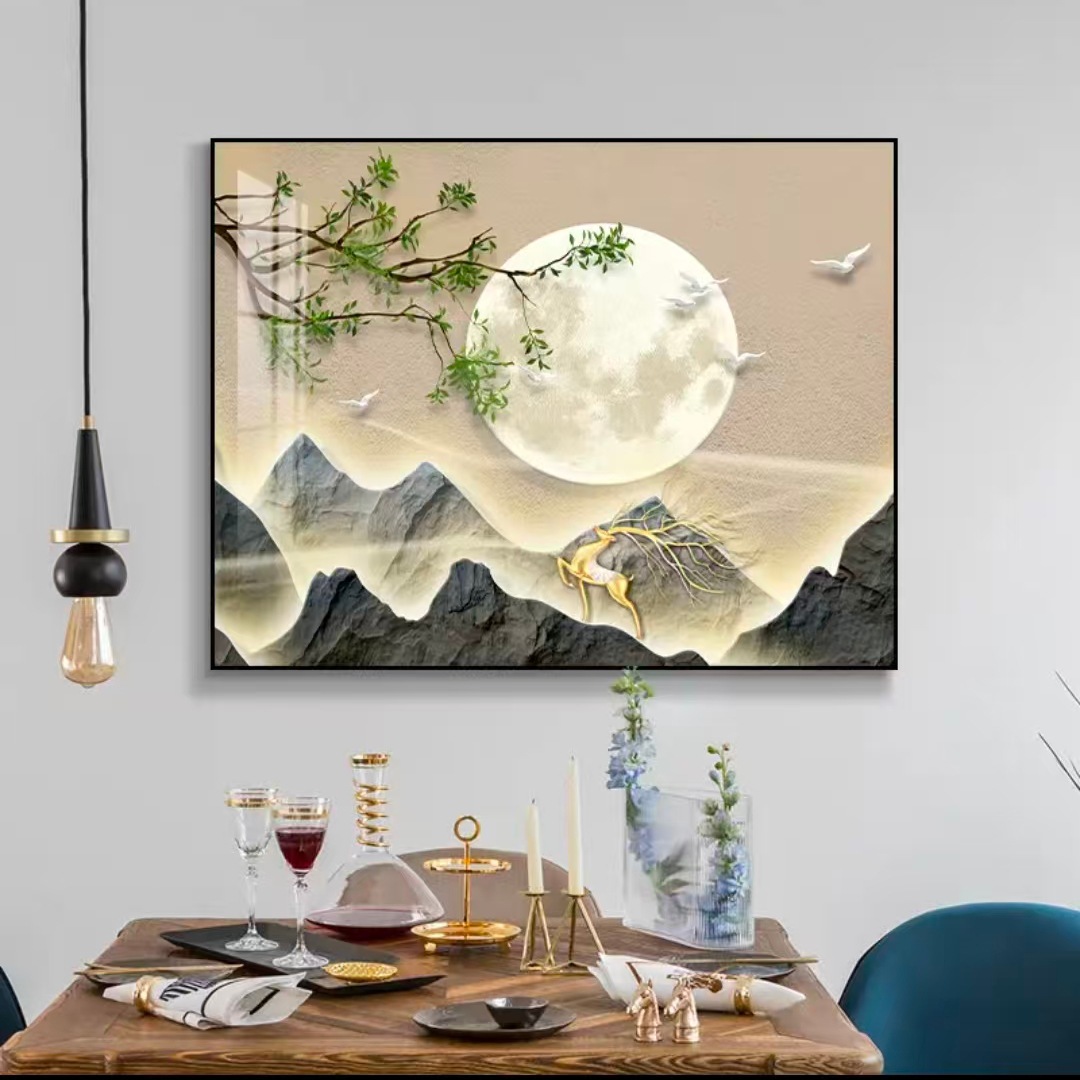 2026新款餐厅装饰壁画新中式挂画电表箱遮挡玄关画高级感卧室挂画