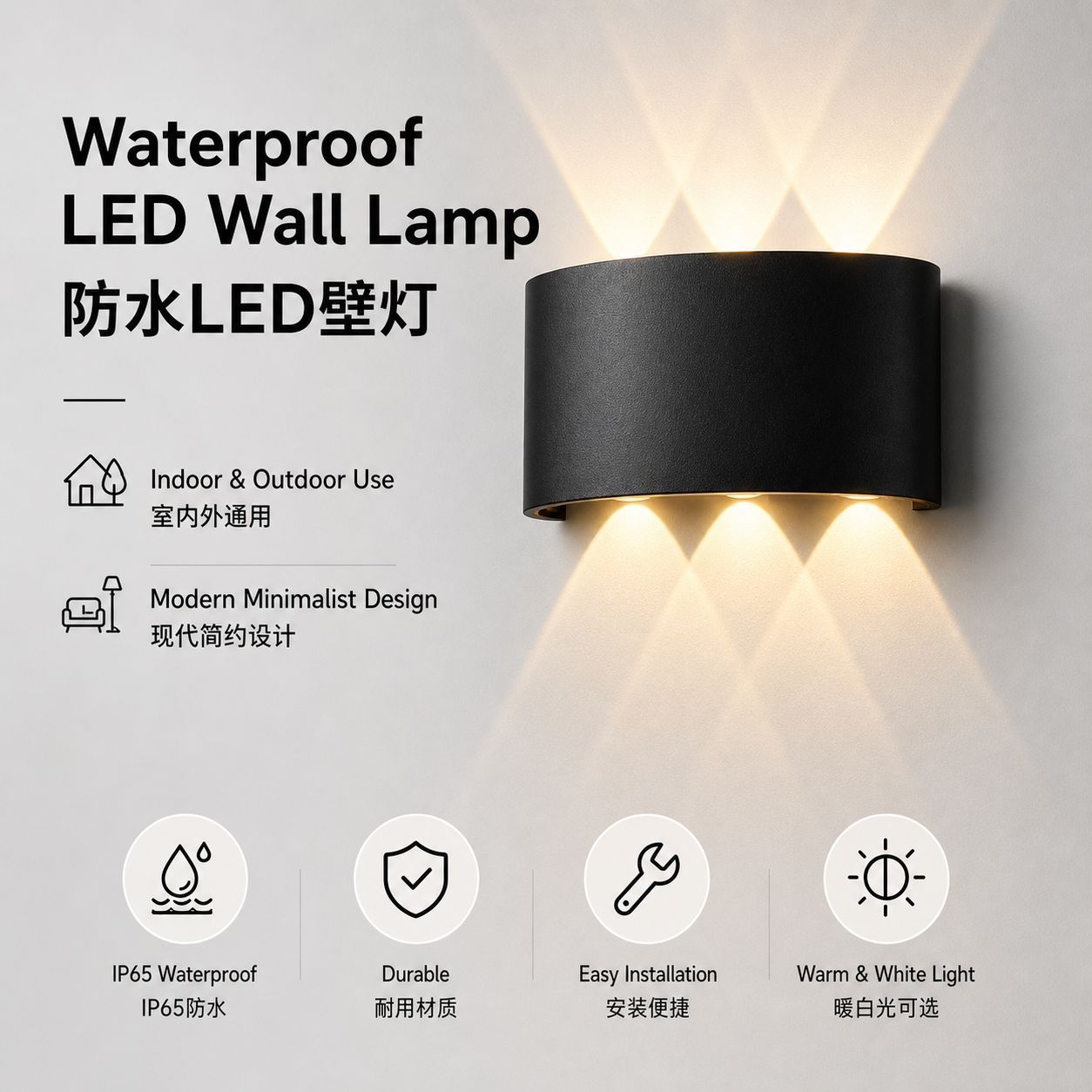 Source factory cross-border wholesale outdoor waterproof led lamps, simple bedroom bedside lamps, indoor wall lamps, wall lamps