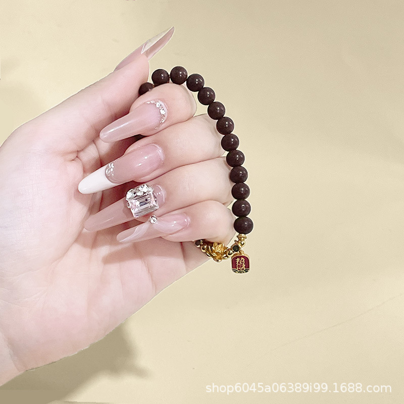 Natural incense bead bracelet, plain ring, exquisite DIY Buddhist prayer beads, ladies' traditional Chinese style handcrafted ancient method Guiyuan Incense Live-streaming bracelet details Picture