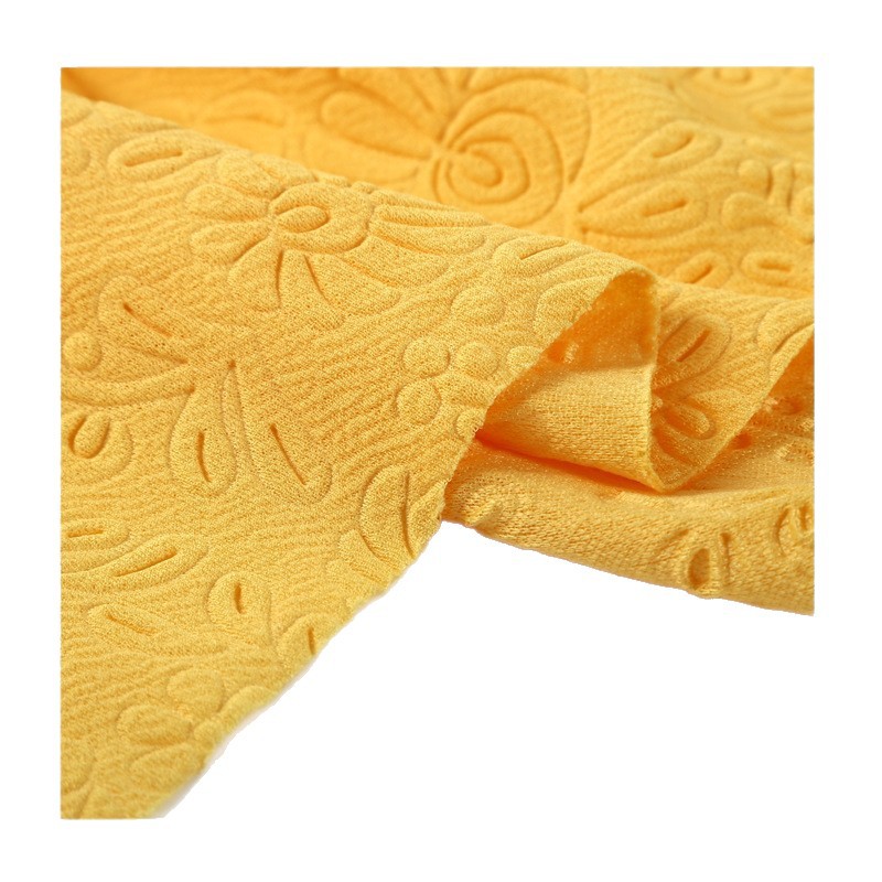 RPET knitted fabric embossed air fleece stretch knitted fabric is a fashionable fabric for autumn and winter baseball jackets and sweatshirts Item Picture