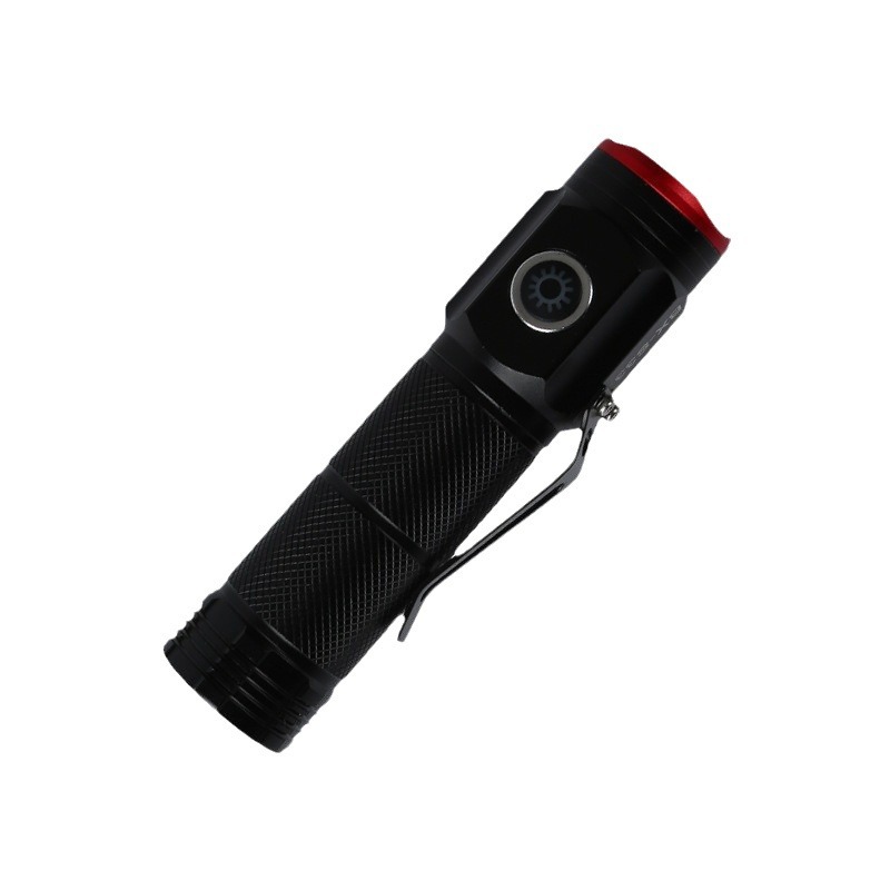 Nuevo estilo tres ojos pequeño cañón de acero pen clip linterna portátil USB linterna recargable al aire libre camping ciclismo LED fuerte linterna magnética Item Picture