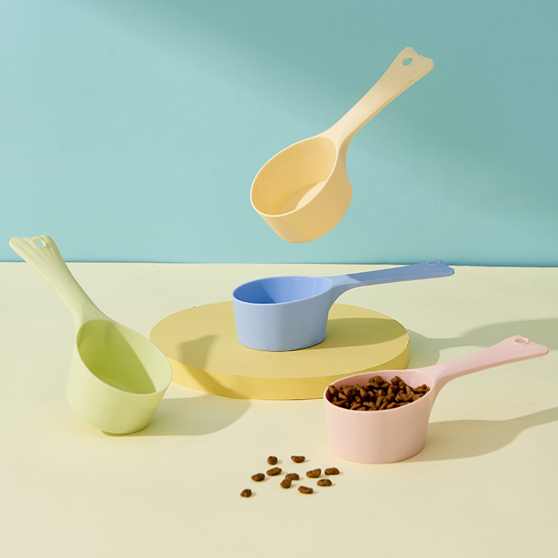 新款批发宠物用品狗粮猫粮勺子狗狗猫粮食计量杯量勺鱼尾平底量勺