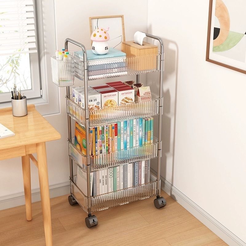 Promotional transparent acrylic cosmetics, bedside bookshelf, living room storage box, bathroom mobile Amazon factory direct sales Item Picture