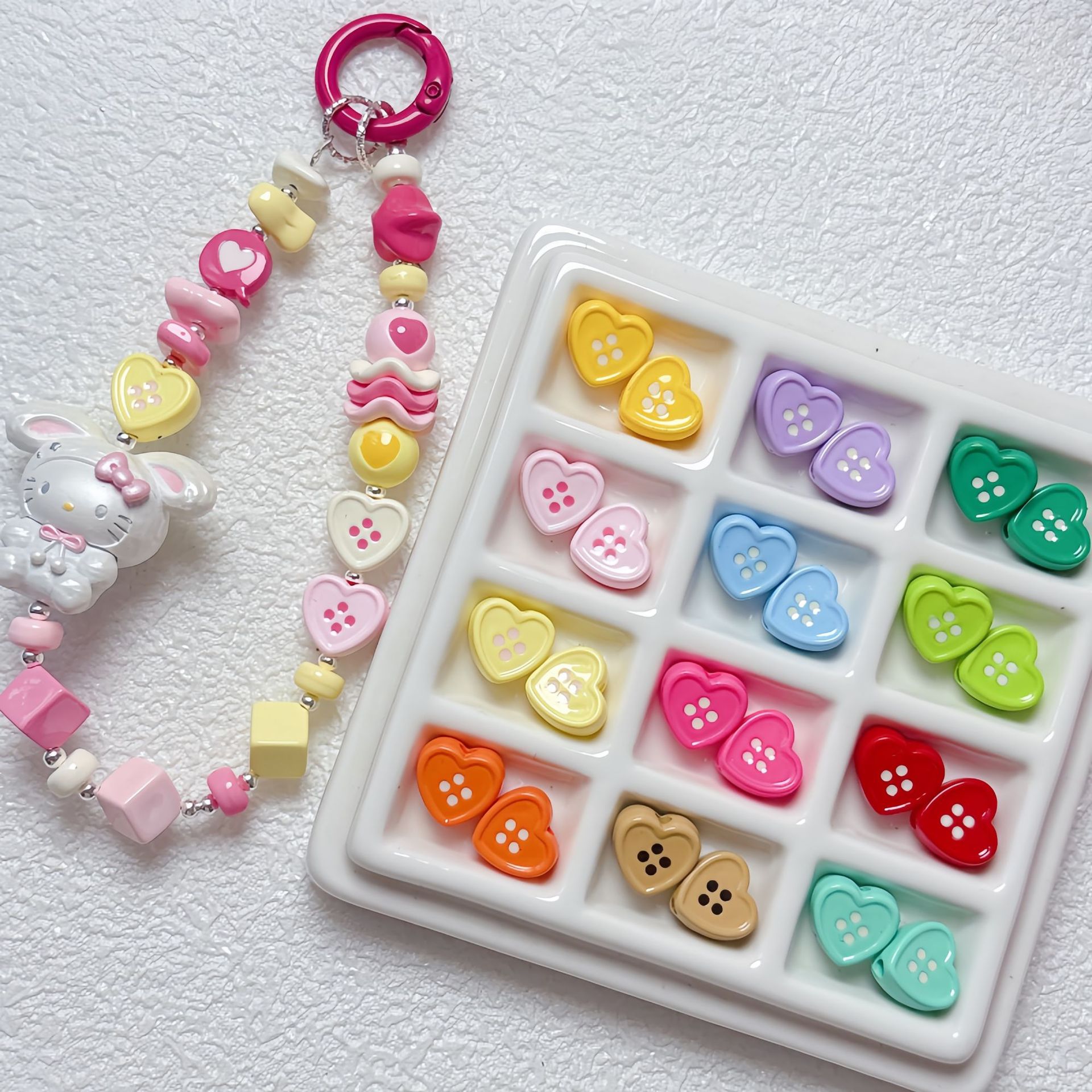 Acrylic baked paint, oil-dripping heart button beads, spacer beads, diy handcrafted beaded bracelet, necklace material, jewelry accessories