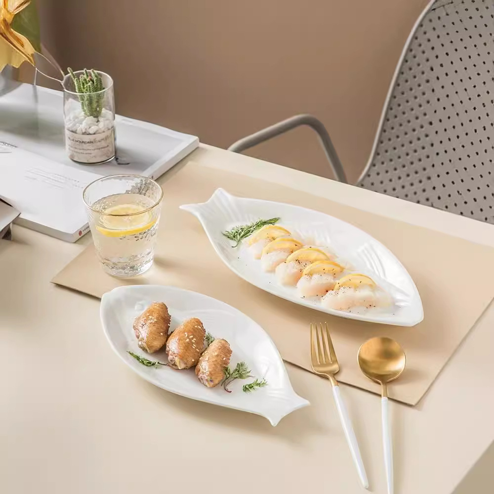 陶瓷鱼形盘餐厅创意鱼盘个性商用餐厅网红蒸鱼盘酒店陶瓷餐具批发