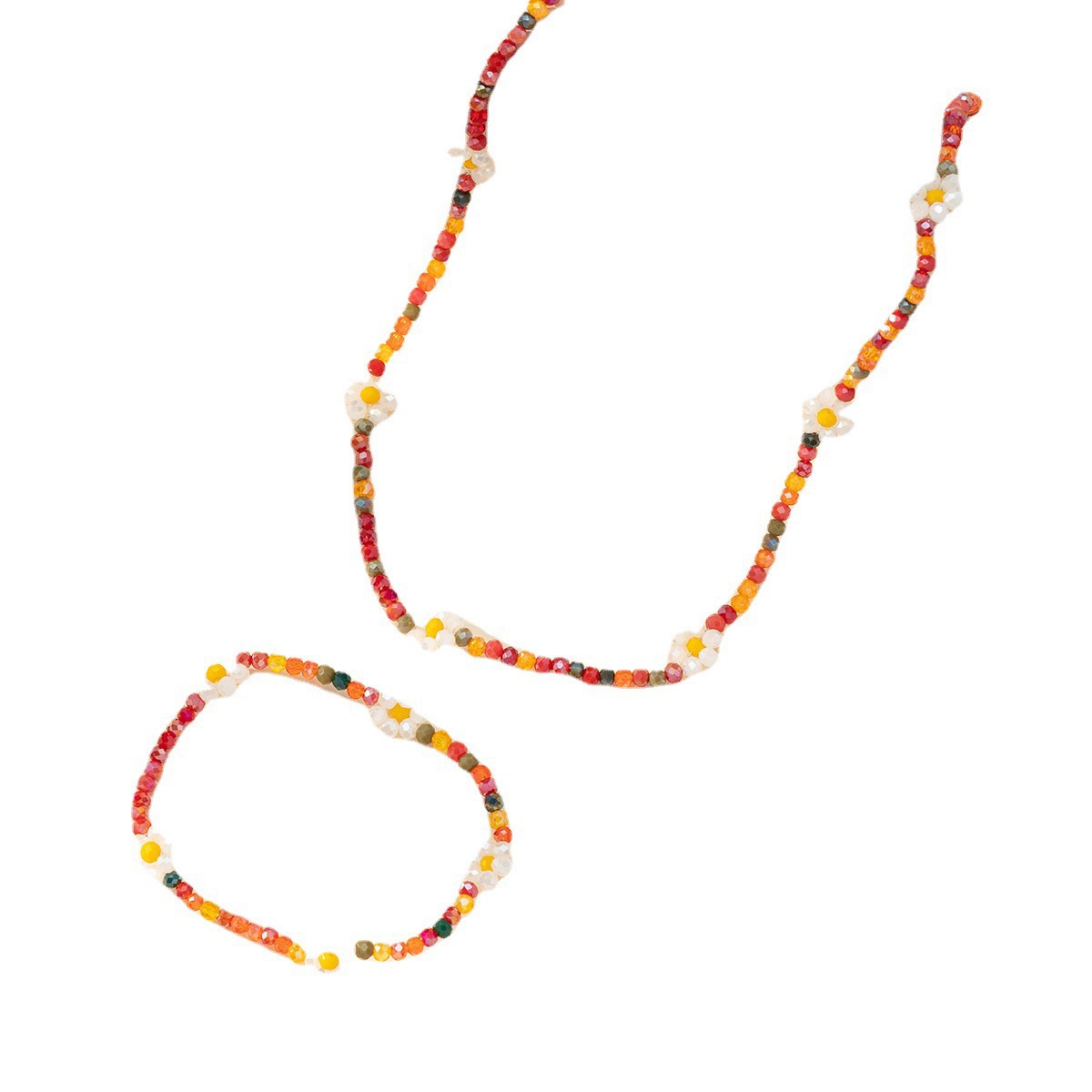 Factory direct sales of popular Korean-style beaded crystal plum blossom flower necklaces, bracelets and woven necklaces. Wholesale of new bestsellers Item Picture