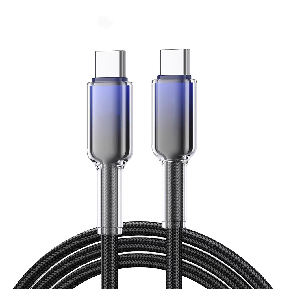 65W cristal de hielo gradiente de carga rápida cable de datos aplicable para apple 15-16 huawei teléfono typec flash cargador 6A trenzado cable Item Picture