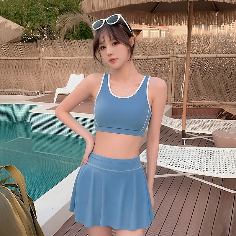 Women's swimsuit one-piece long-sleeved independent long pants two-piece set sportswear casual full-body sun protection slimming swimsuit wholesale 125535 details Picture