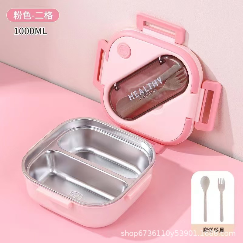 Cross-border ins plastic lunch boxes, student lunch boxes, microwave heating bento boxes, office workers' square lunch boxes with compartments details Picture