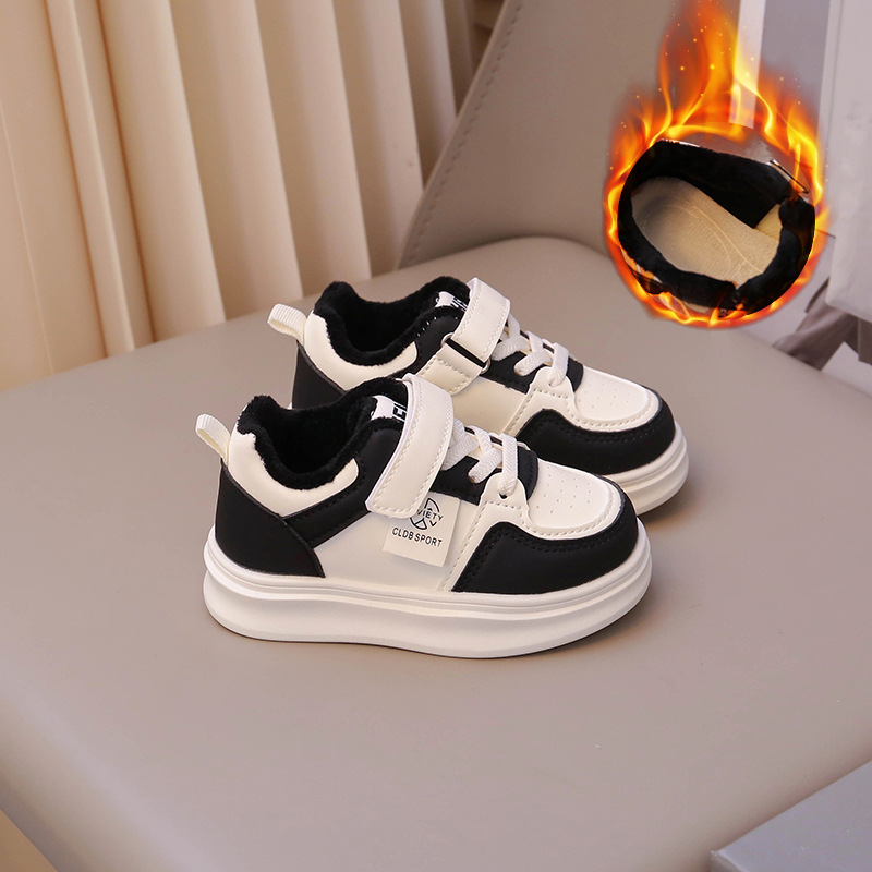 儿童秋冬季二棉鞋2025新款男童软底加绒运动鞋女童韩版宝宝小白鞋