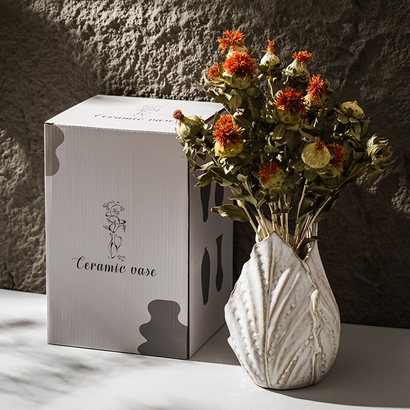 2025 nórdico minimalista jarrón de cerámica blanco arte mesa expositor hidroponía caja de regalo creativa expositor decorativo arreglo floral